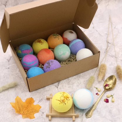 12 Pcs Natural Sea Salt Bath Bomb Set – Deep Relaxation, Skin Softening & Aromatherapy Foot Spa Kit