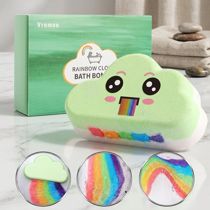 Rainbow Cloud Bath Bombs Gift Set | Organic Handmade Bubble Bath Fizzies for Kids & Girls | Natural Moisturizing Bath Toys