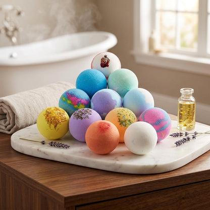 12 Pcs Natural Sea Salt Bath Bomb Set – Deep Relaxation, Skin Softening & Aromatherapy Foot Spa Kit