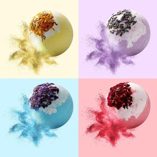 Dried flower bath salt balls in assorted colors and scents - Luxesel